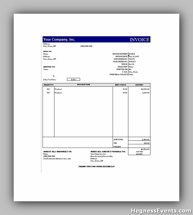 invoice example template 33