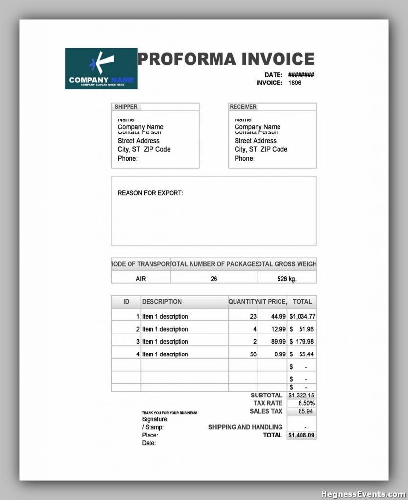 proforma invoice example 03