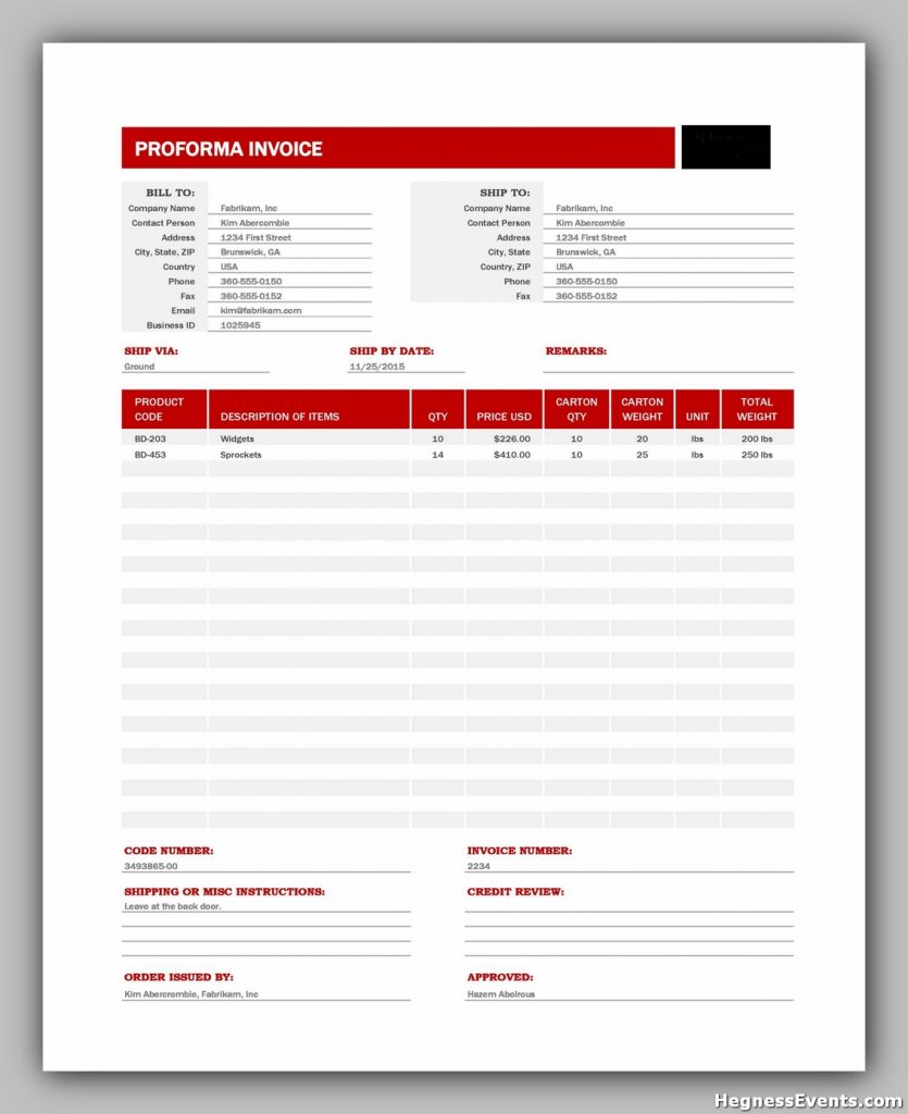 proforma invoice example 05