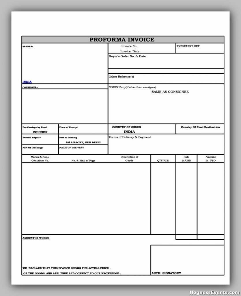 proforma invoice example 09