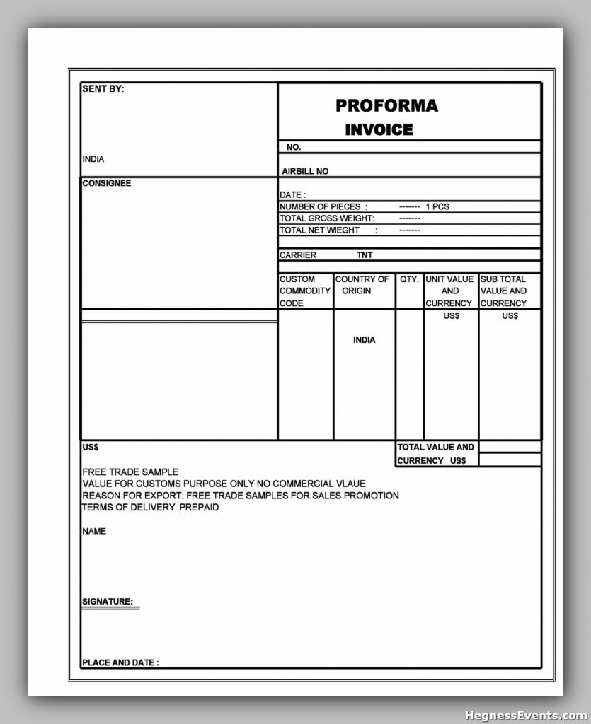 proforma invoice example 10