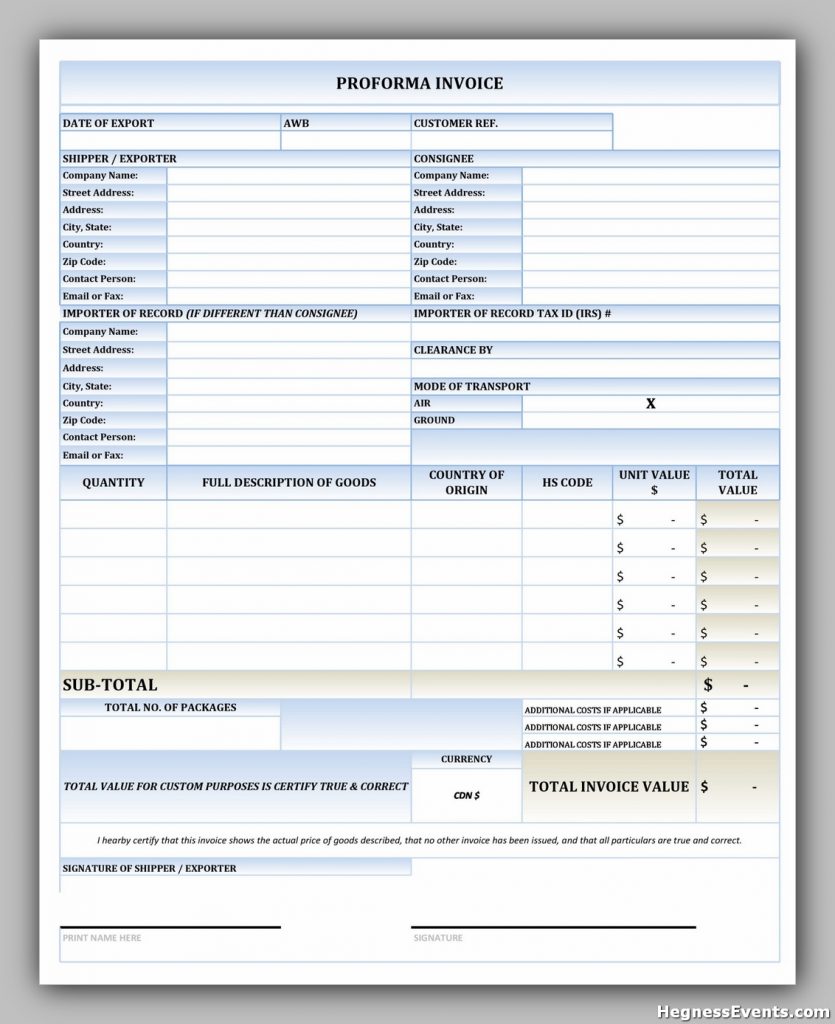 proforma invoice example 13