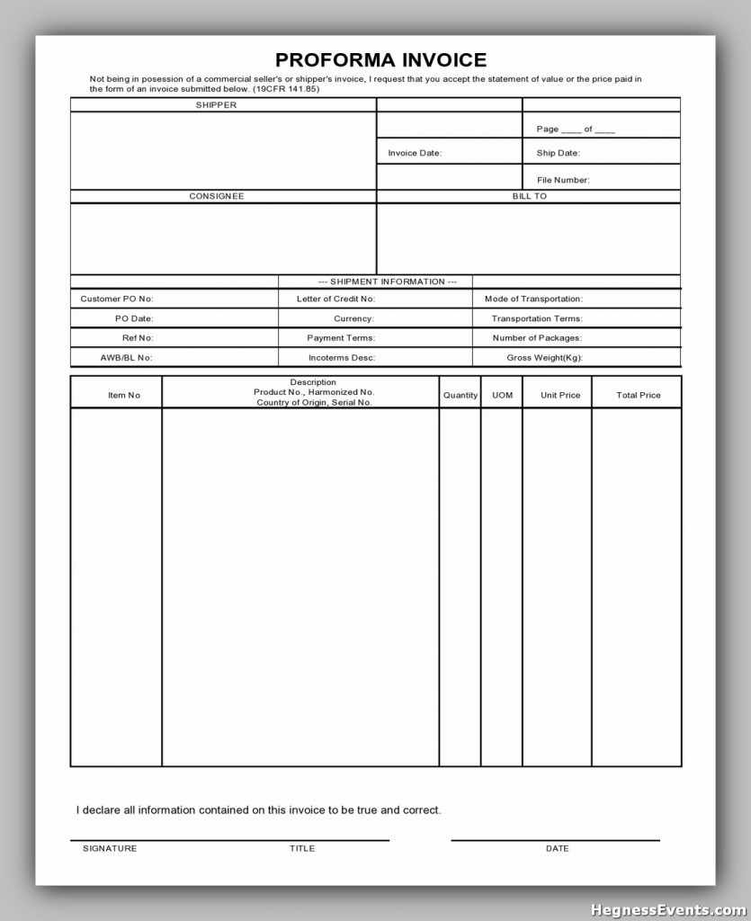 proforma invoice example 14