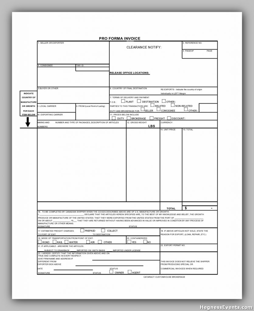 proforma invoice example 15