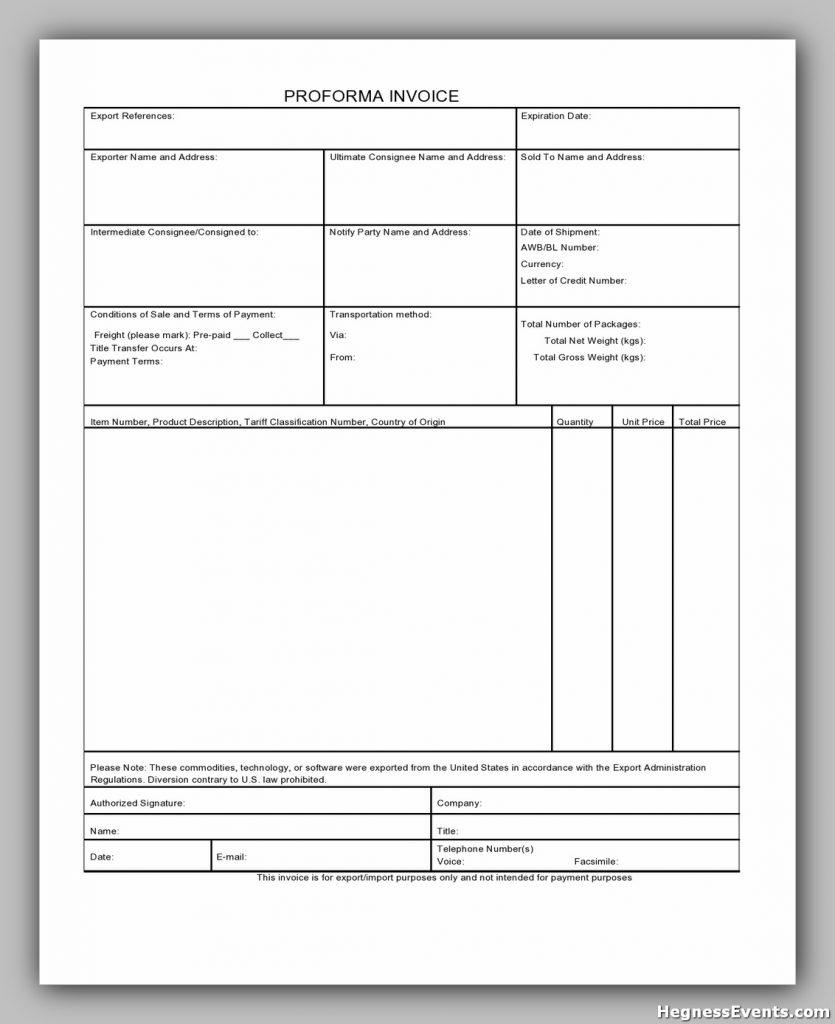 proforma invoice example 16