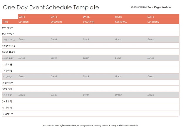 One Day Event Schedule Template