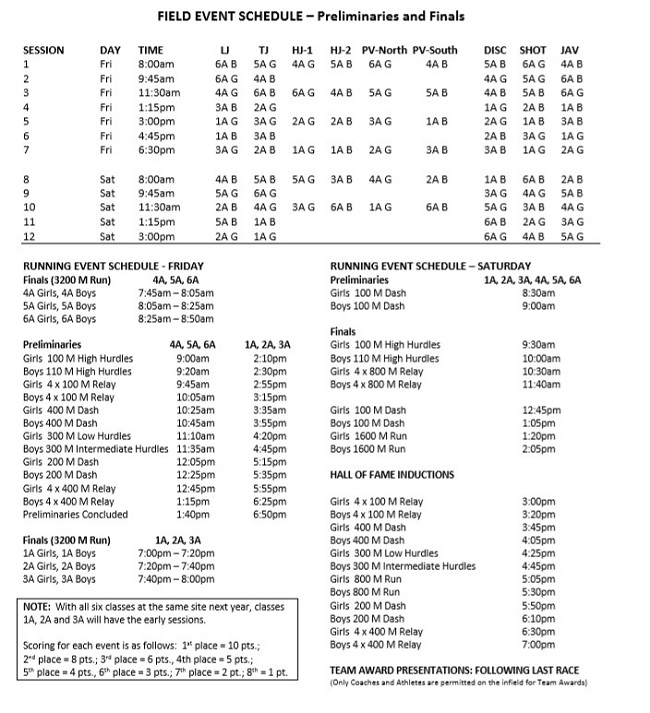 Sample Event Schedule