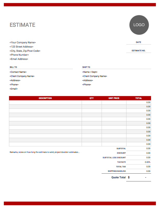 free estimate template