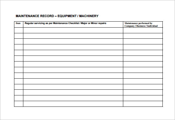 maintenance schedule template machine maintenance schedule template free download