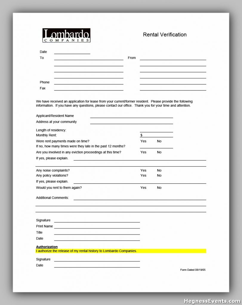 rental verification form 07
