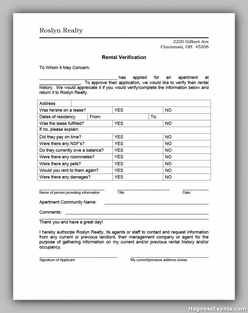 rental verification form 11