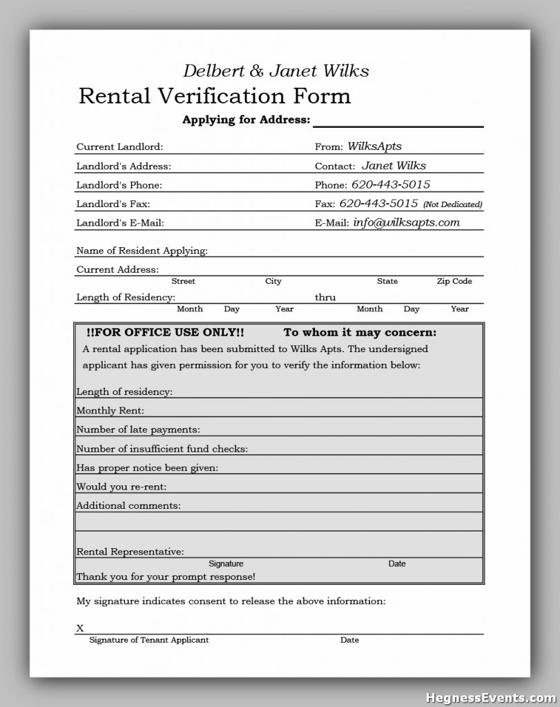rental verification form 19