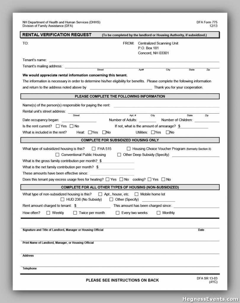 rental verification form 20