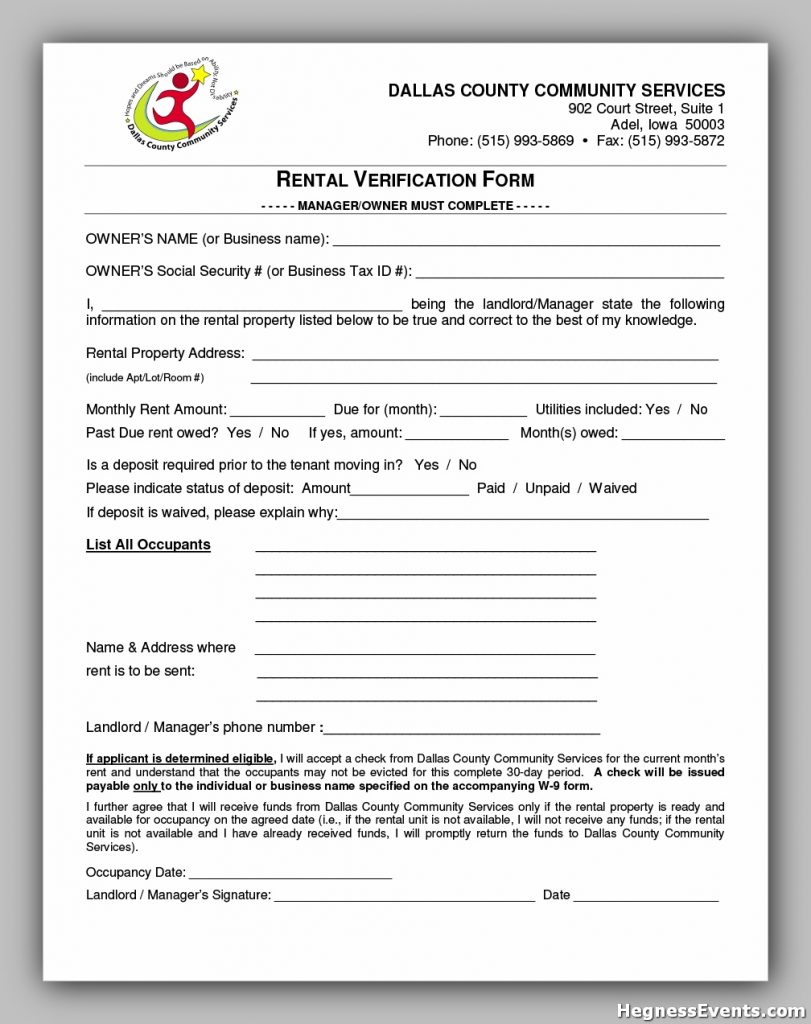 rental verification form 25