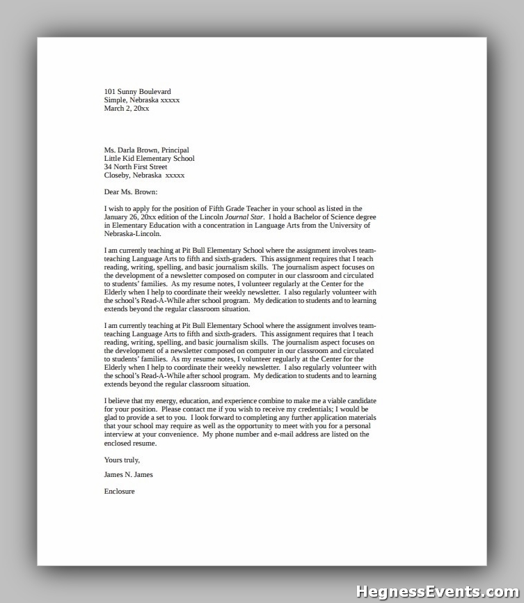 Art Teacher Cover Letter