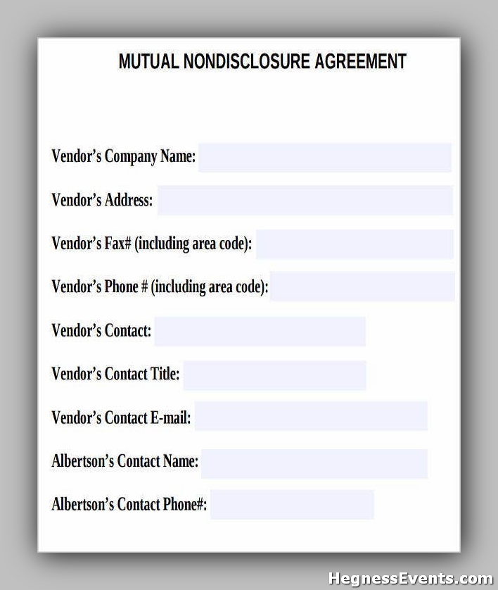 Blank Non Disclosure Agreement Form