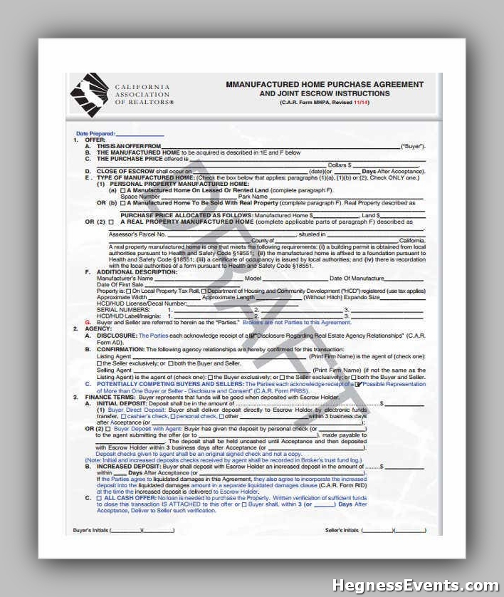 Home Purchase Agreement Form