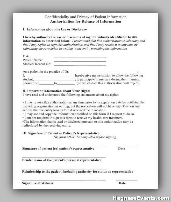 Medical Confidentiality Agreement Form