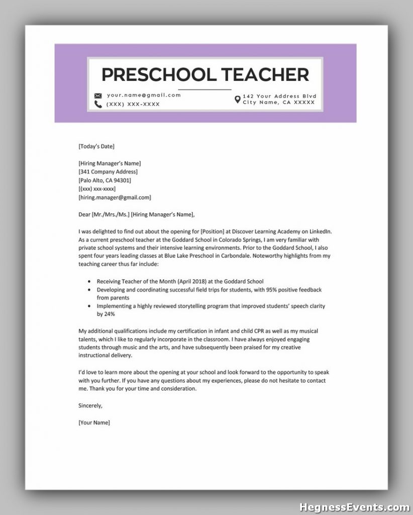 perfect cover letter for primary school teacher