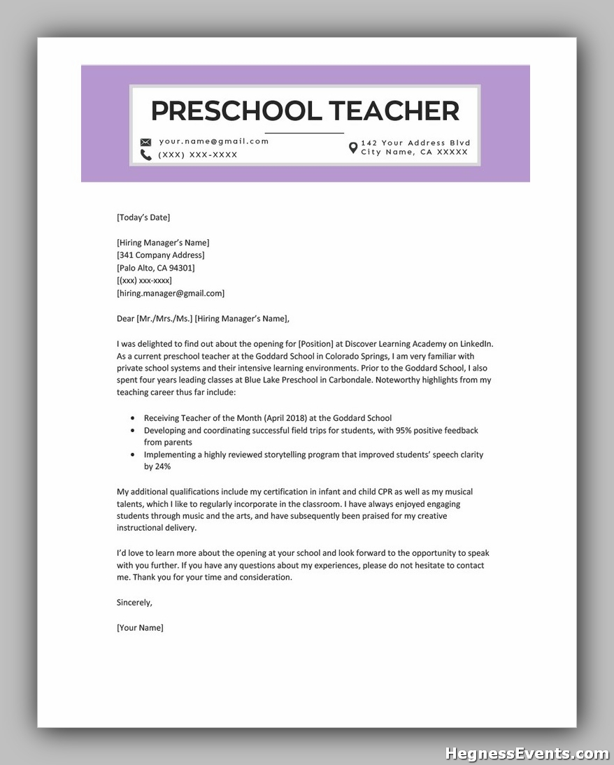 21 Best Teacher Cover Letters Examples Hennessy Events