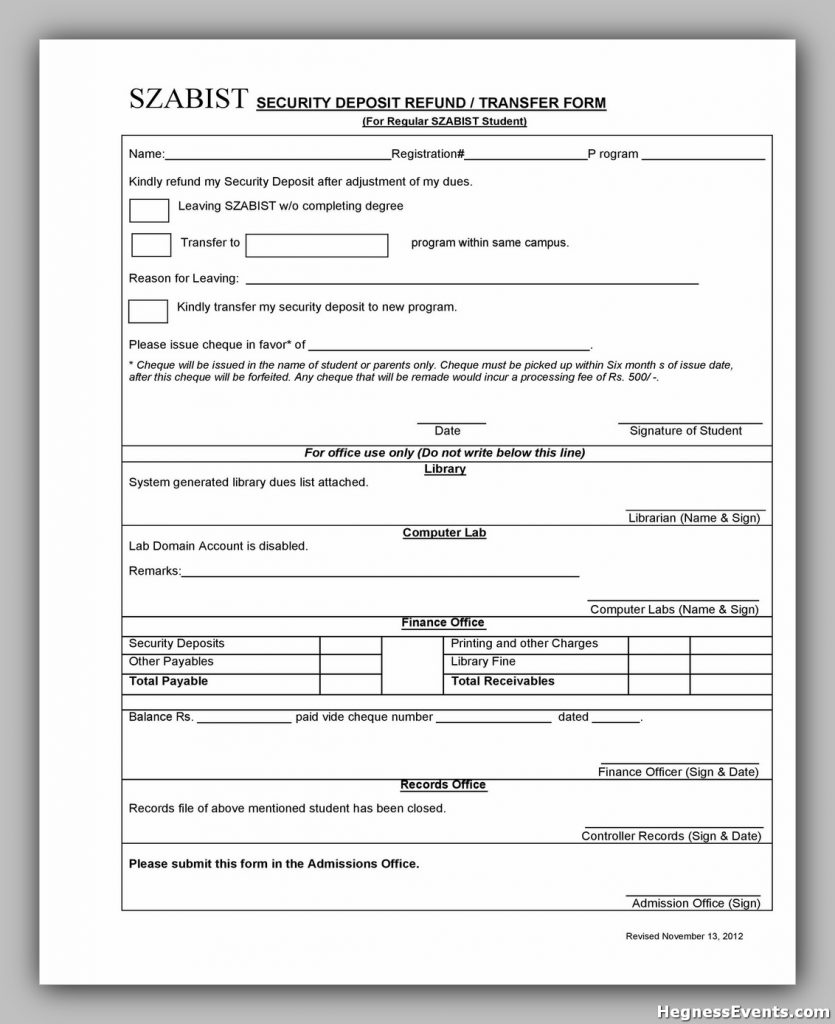 Security Deposit Form 11