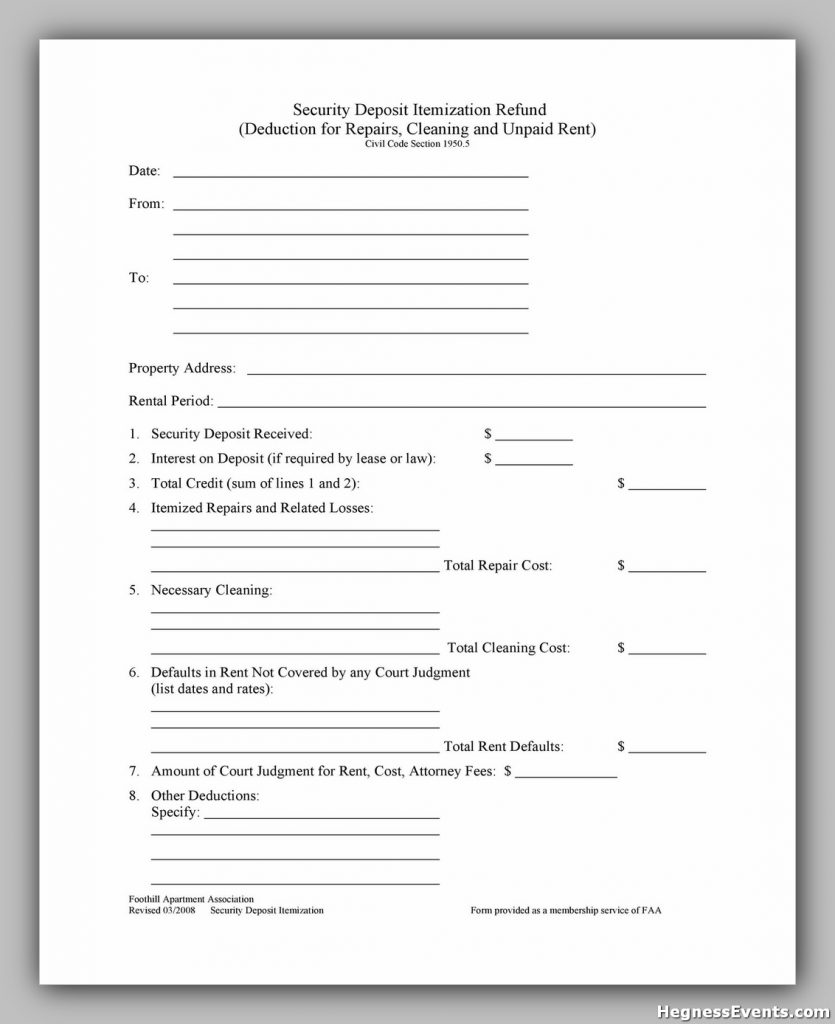 Security Deposit Form 14