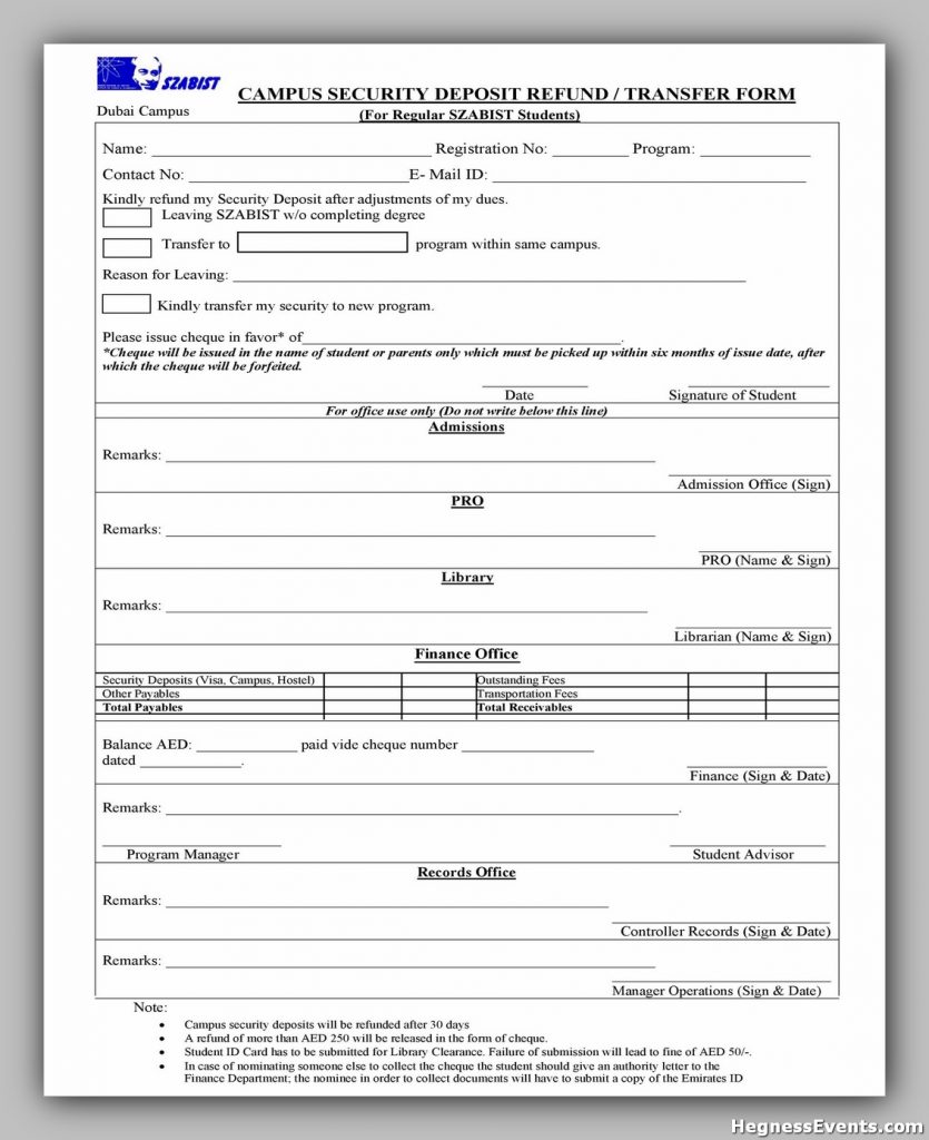 Security Deposit Form 15