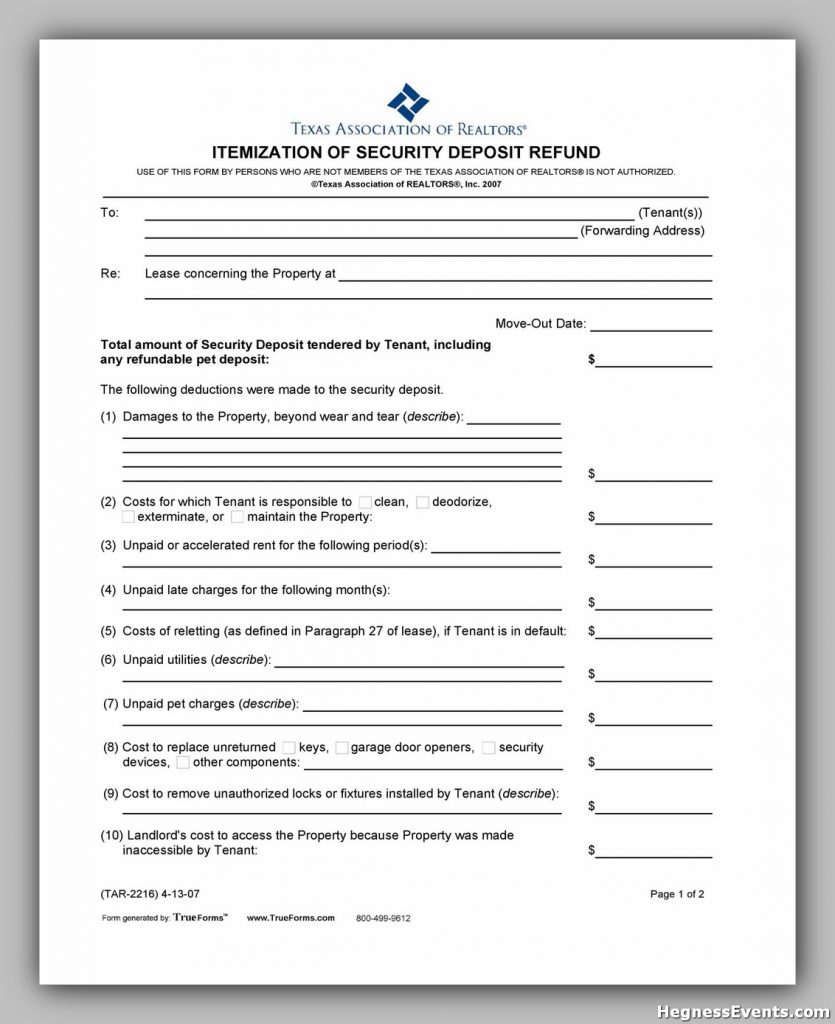 Security Deposit Form 41