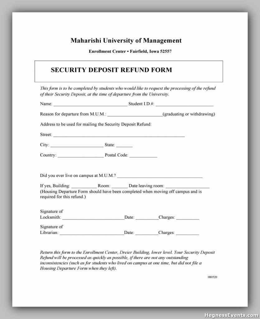 Security Deposit Form 50