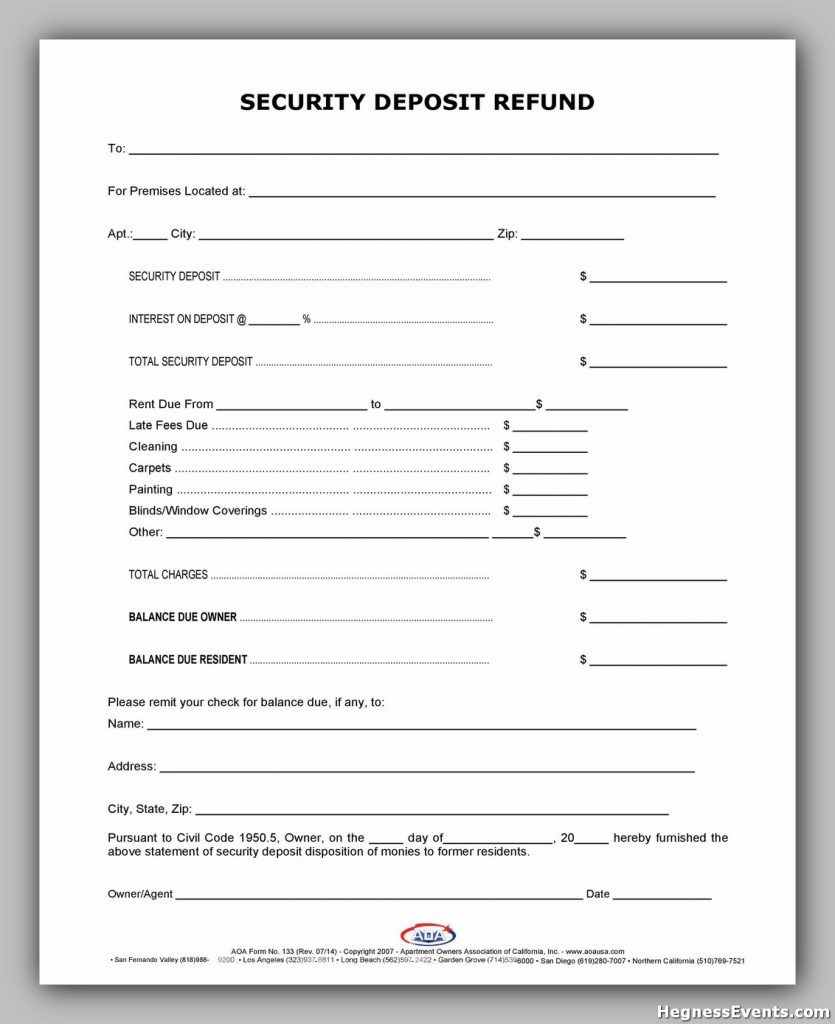 Security Deposit Return Form 19