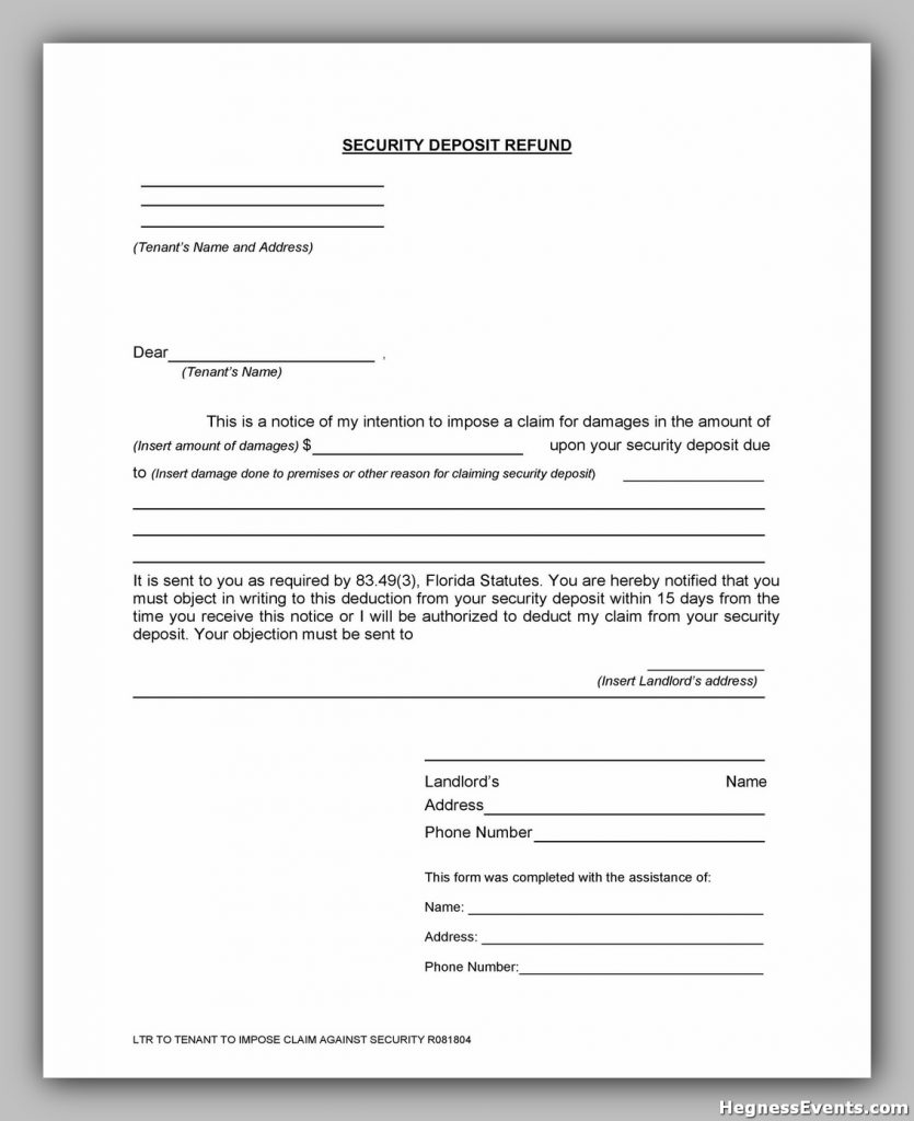 Security Deposit Return Form 23