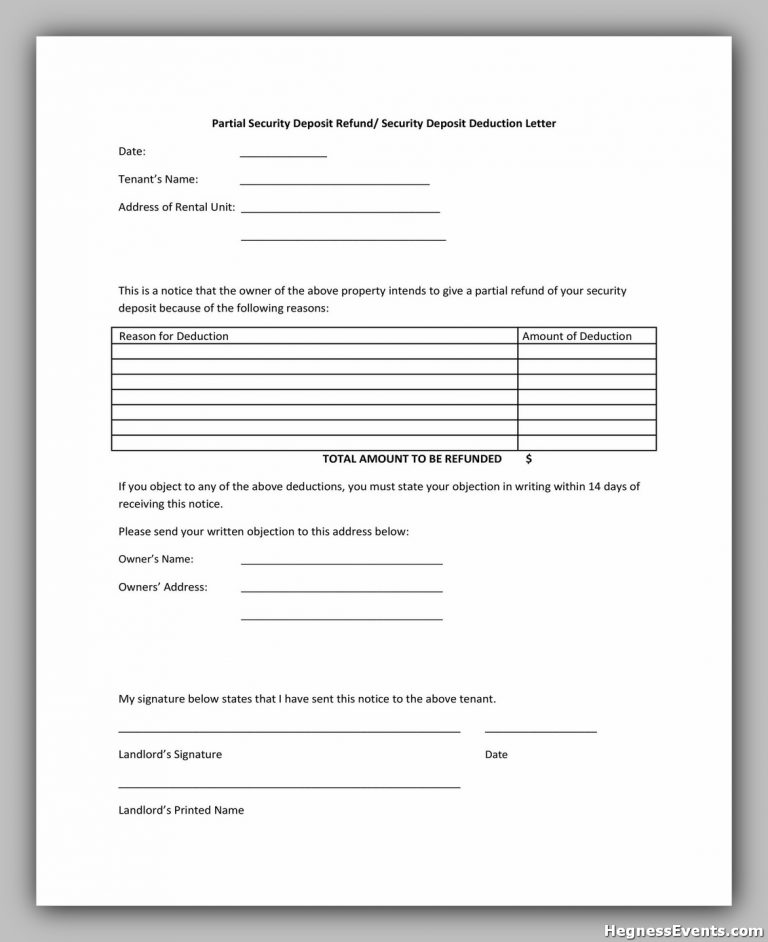 55+ Simple Security Deposit Form For Your Legally Agreement - hennessy ...