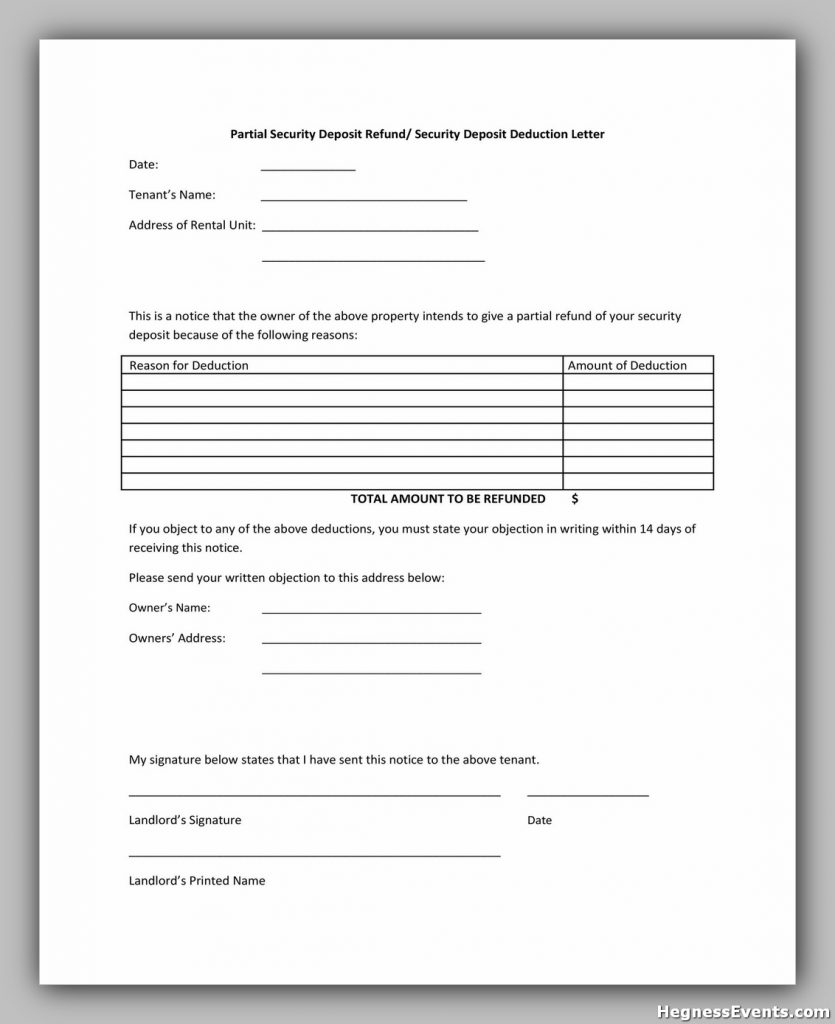 Security Deposit Return Form 24