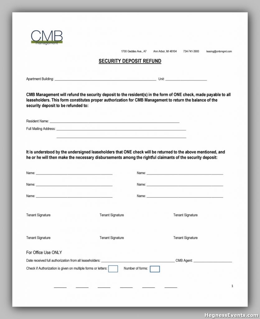 Security Deposit Return Form 29