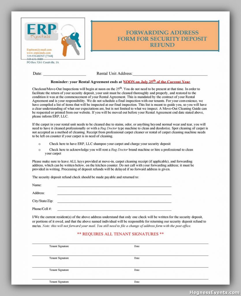 Security Deposit Return Form 30