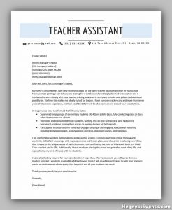 Teacher Assistant Cover Letter Example Template