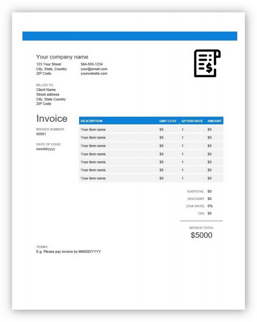 quickbooks invoice example