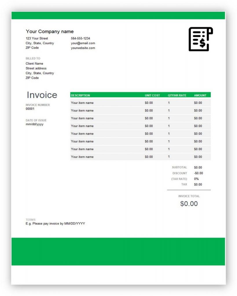 quickbooks invoice template excel