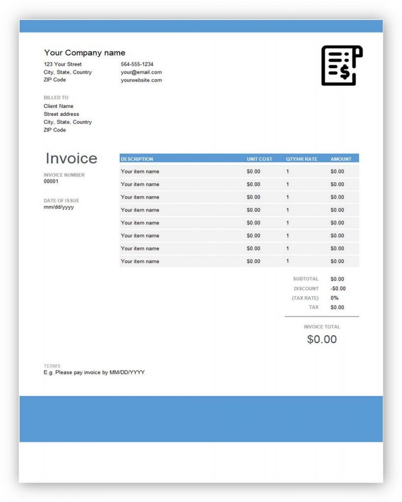 quickbooks invoice template for word