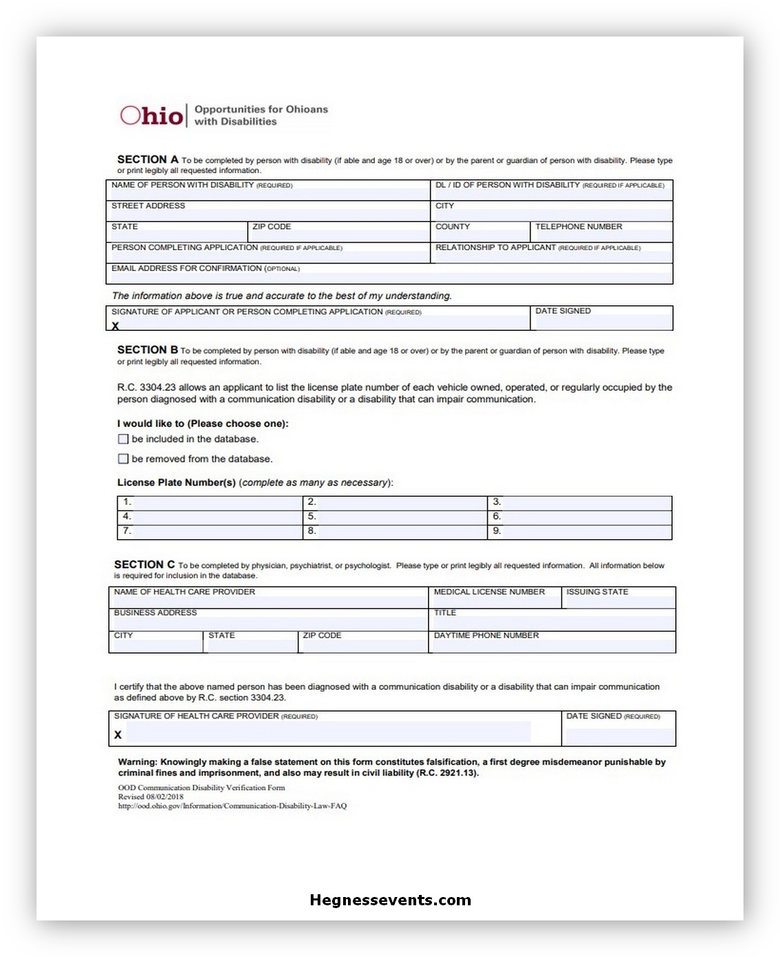 Communication Disability Verification Form