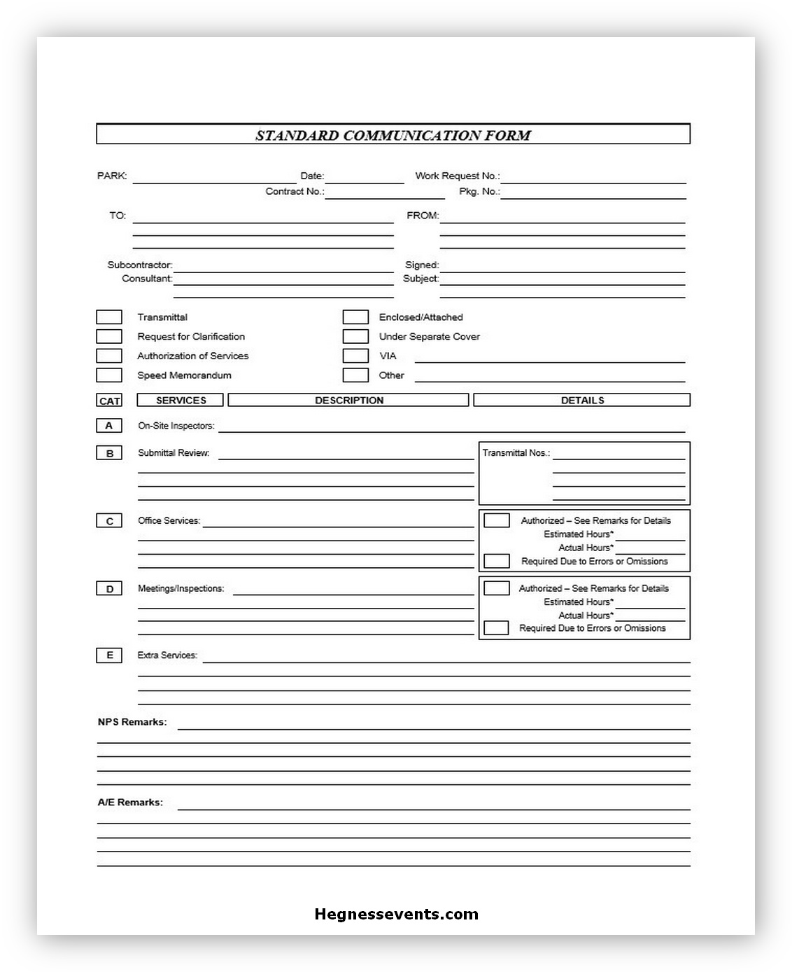 Communication Form in DOC