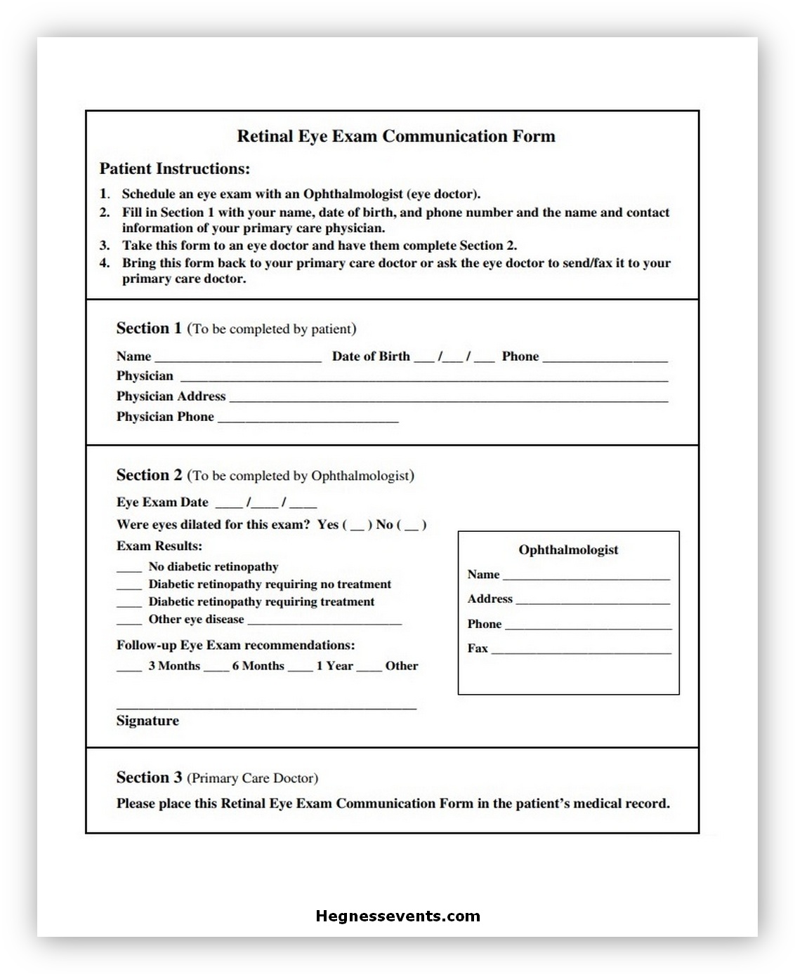 Exam Communication Form