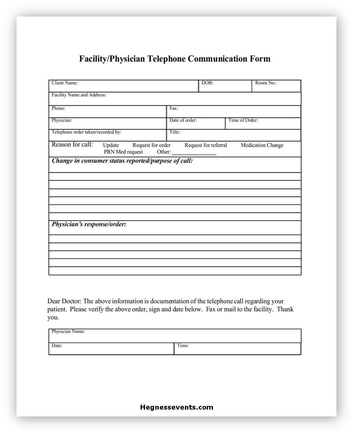 Facility Communication Form