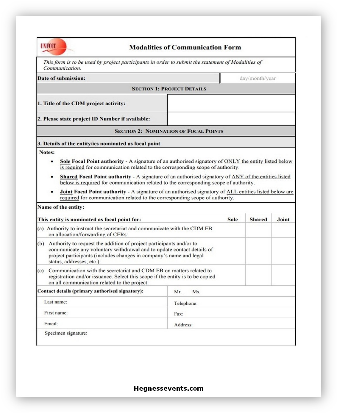 Modalities of Communication Form