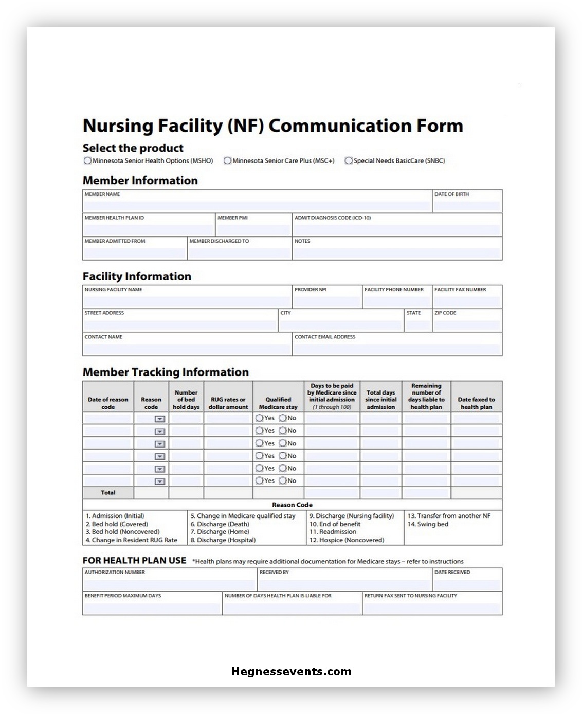 Nursing Facility Communication Form