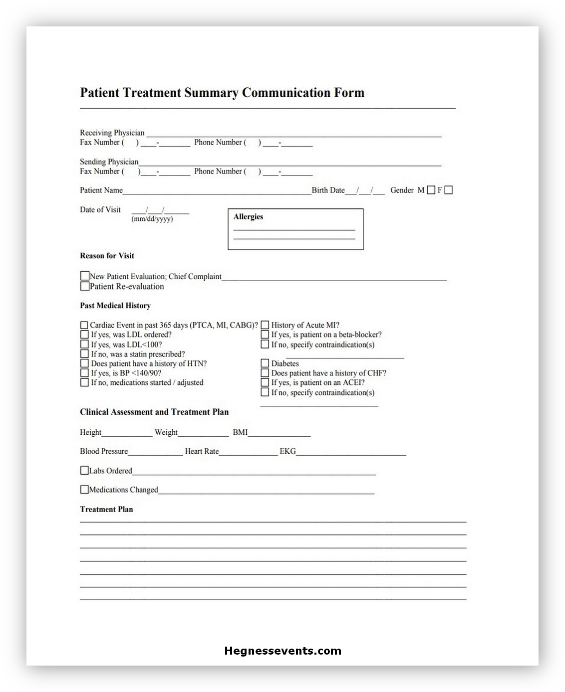 Patient Treatment Summary Communication Form