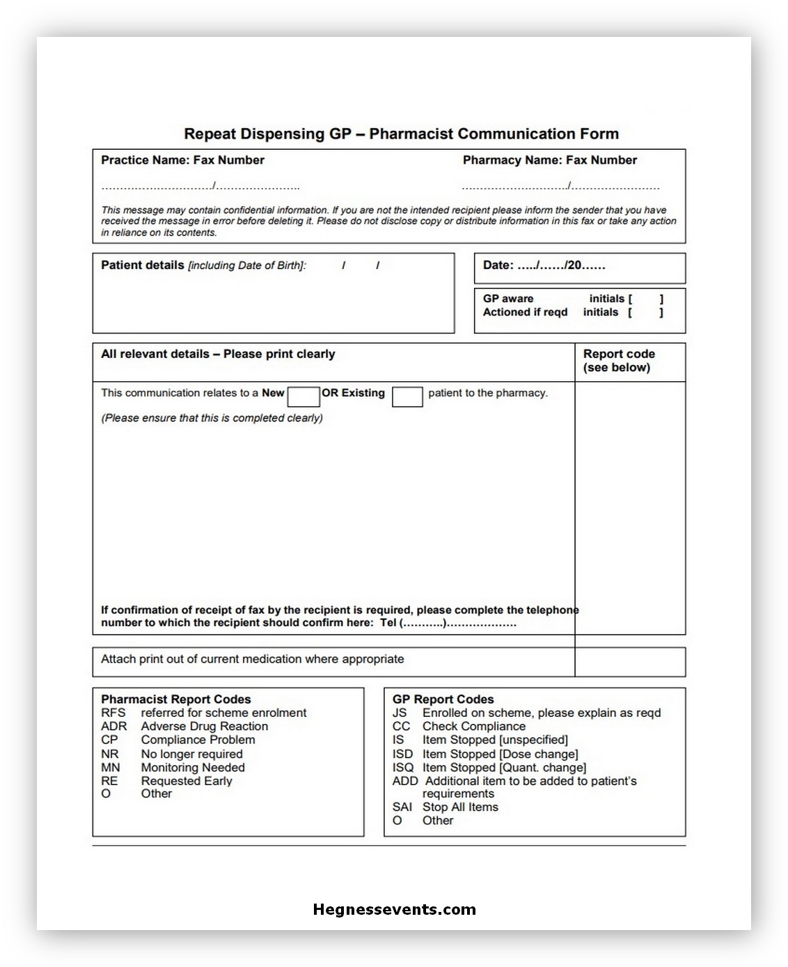 Pharmacist Communication Form