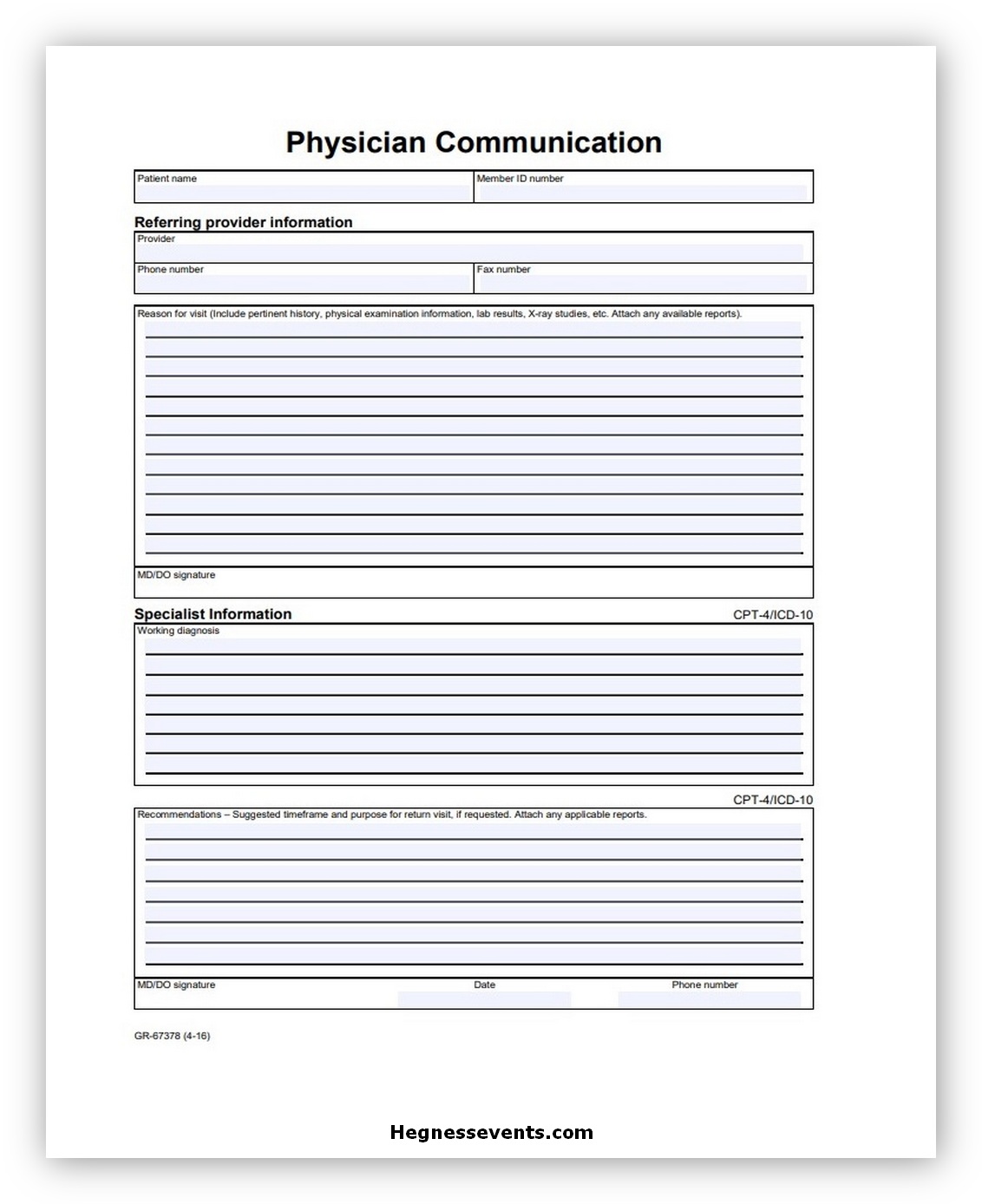 Physician Communication Form