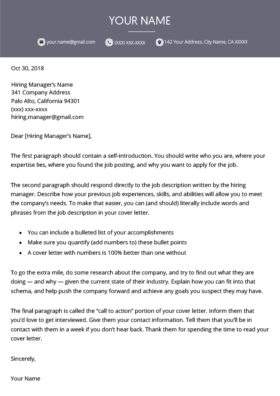 creative cover letter template