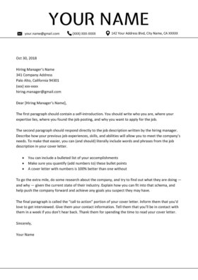 Free Cover Letter Templates word